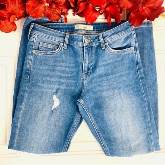 TOPSHOP Moto Lucas ripped distress crop summer jeans women size 26 - Picture 11 of 11